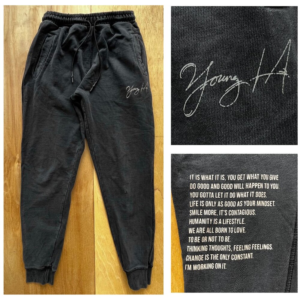 YOUNG LA SWEATPANTS JOGGERS WOMEN’S sz L Gray Drawstring High Rise